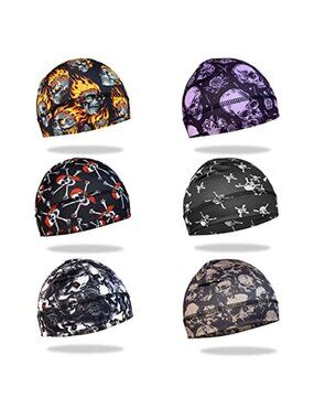 Skull Cap Beanie Helmet Liner Sweat Wicking Running Cycling Workout 6 Pack